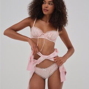 For Love & Lemons Petal Pink Gingham Cheeky Panty